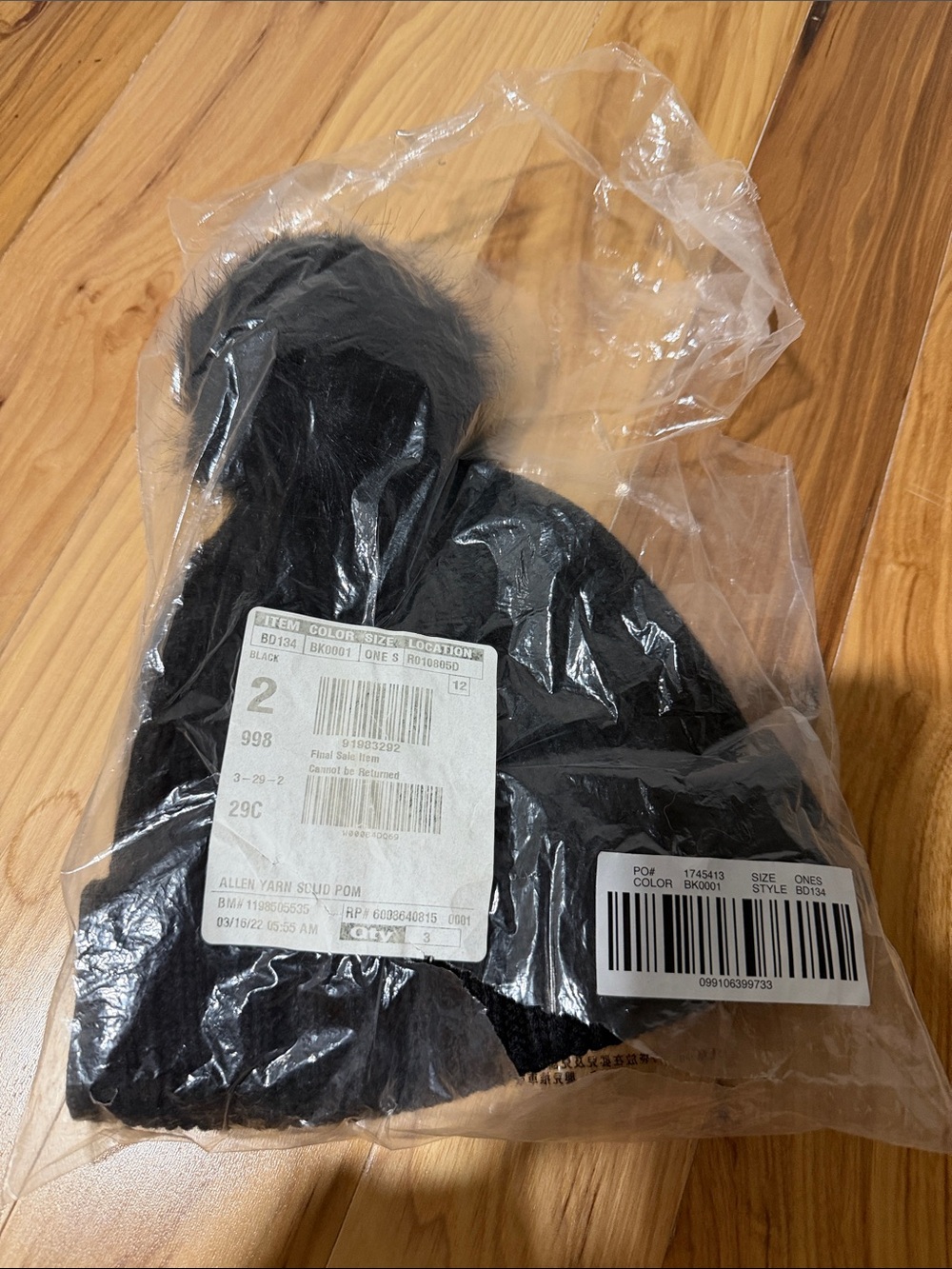 NWT J. Crew Black Pom-Pom Knit Hat